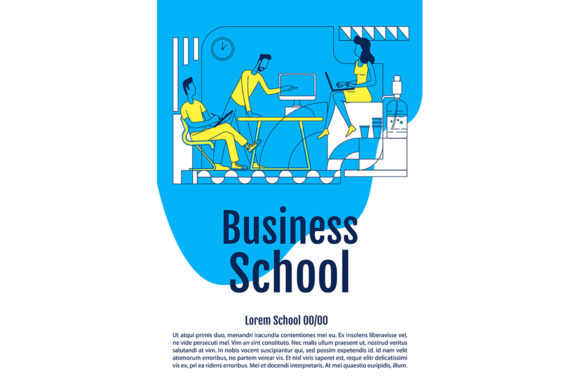 Business School Course Poster Flat Design Review