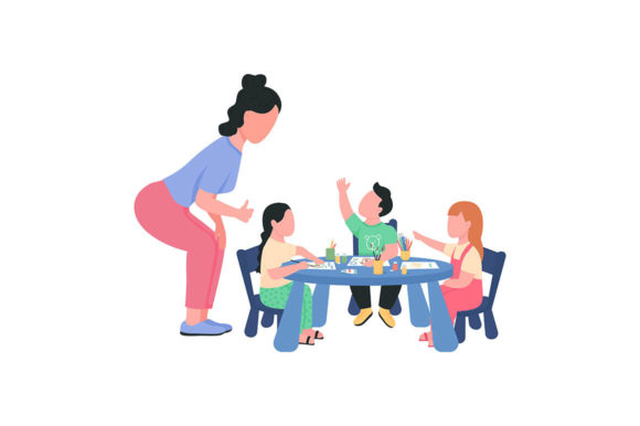 Preschool Teacher with Children: A Charming Addition
