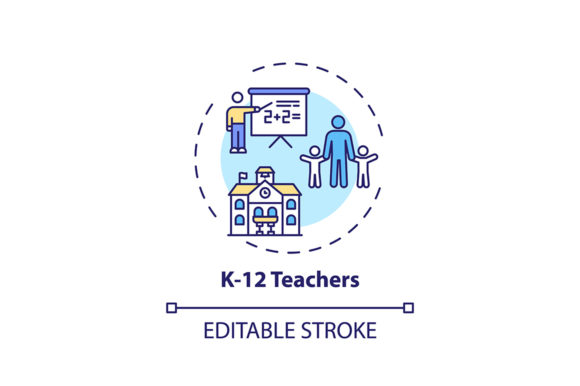Reviewing K 12 Teachers Concept Icon for Embroidery