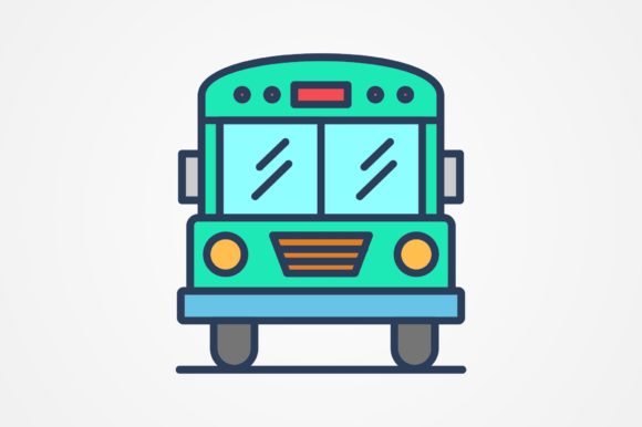 School Bus Line Filled Icon: A Versatile Design