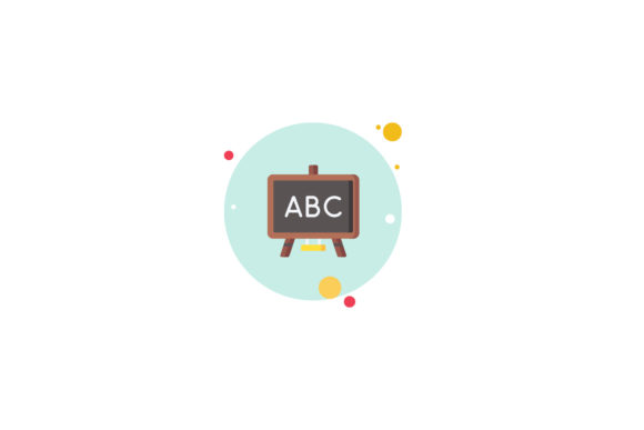 School Icon Blackboard ABC Circle Blue